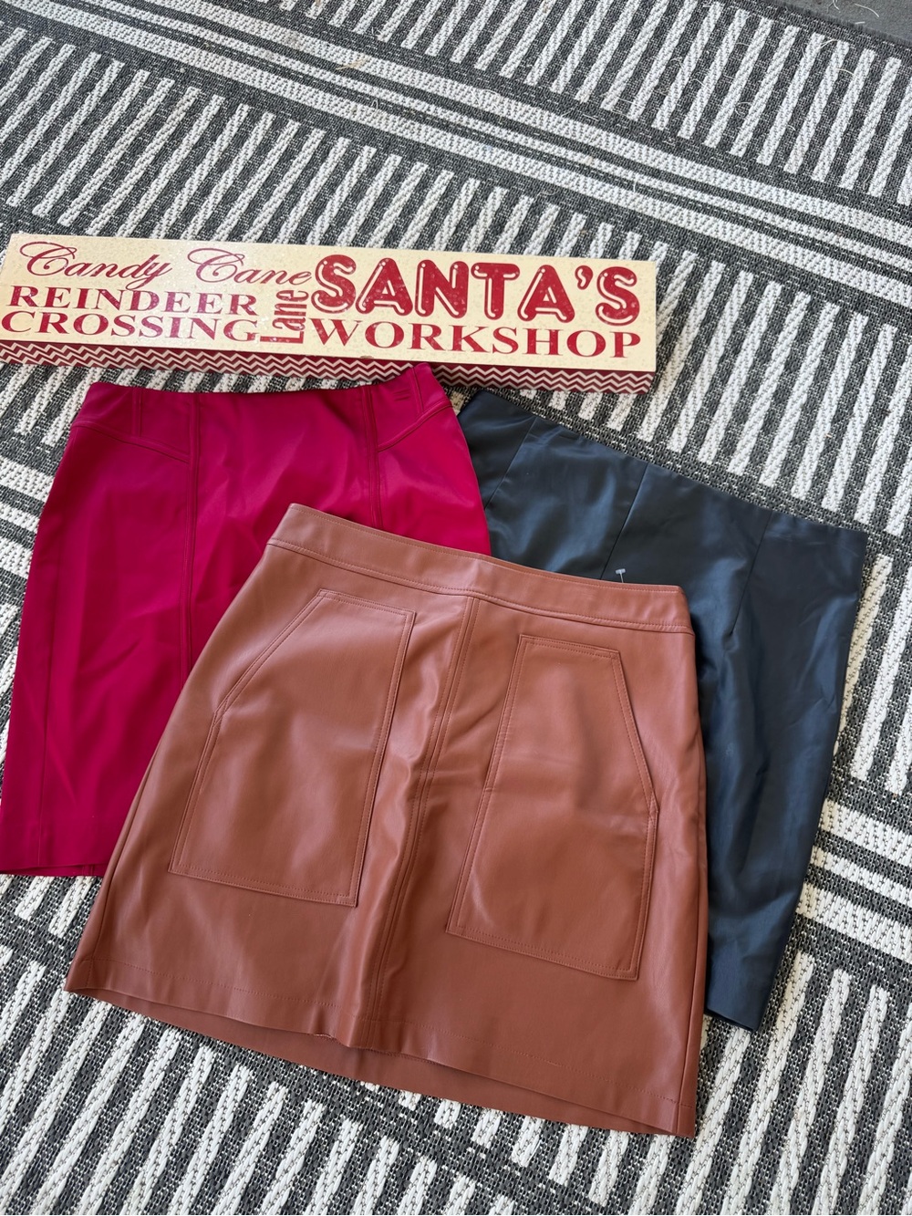 Loft Leather A-Line Skirt - cognac